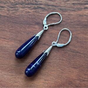 Sterling Silver and Blue Lapis Lazuli Teardrop Earrings